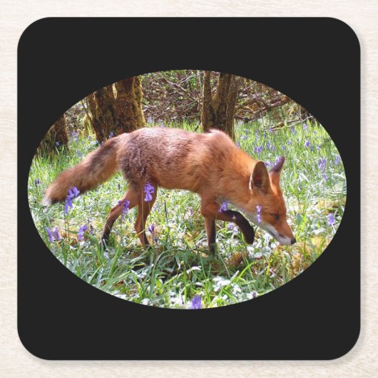 Red Fox im Bluebells-Untersetzer Rechteckiger Pappuntersetzer (Vorderseite)