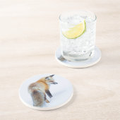 Red Fox im Winter Getränkeuntersetzer (Seite)