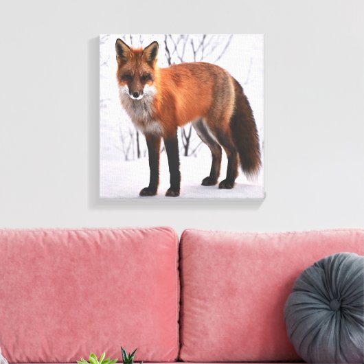 Red Fox im Winter Leinwanddruck (Insitu (Wohnzimmer))