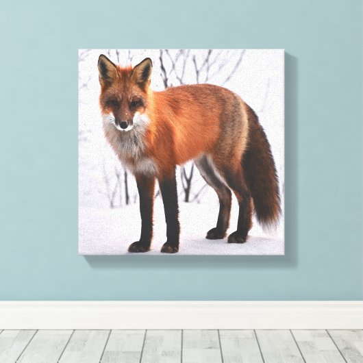 Red Fox im Winter Leinwanddruck (Insitu (Holzboden))