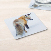 Red Fox im Winter Rechteckiger Pappuntersetzer (angewinkelt)