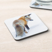 Red Fox im Winter Untersetzer (Linke Seite)