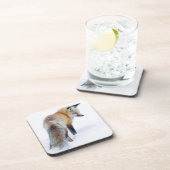 Red Fox im Winter Untersetzer (Rechte Seite)