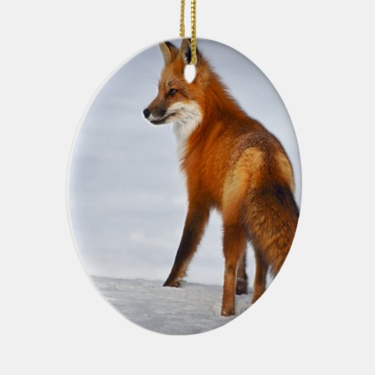 Red Fox im Winterschnee Keramik Ornament (Rechts)