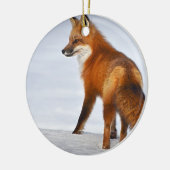 Red Fox im Winterschnee Keramik Ornament (Links)