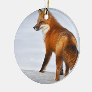 Red Fox im Winterschnee Keramik Ornament