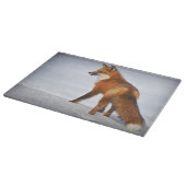 Red Fox im Winterschnee Schneidebrett (Ecke)