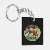 Red Fox in den Bluebells Schlüsselanhänger (Vorderseite links)