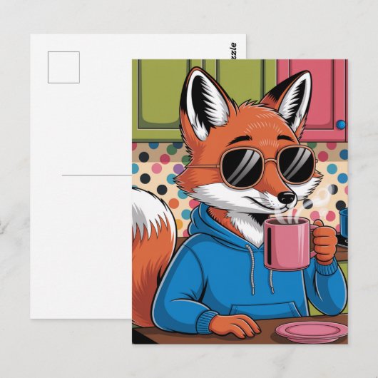 Red Fox in der Küche Postkarte (Vorne/Hinten)