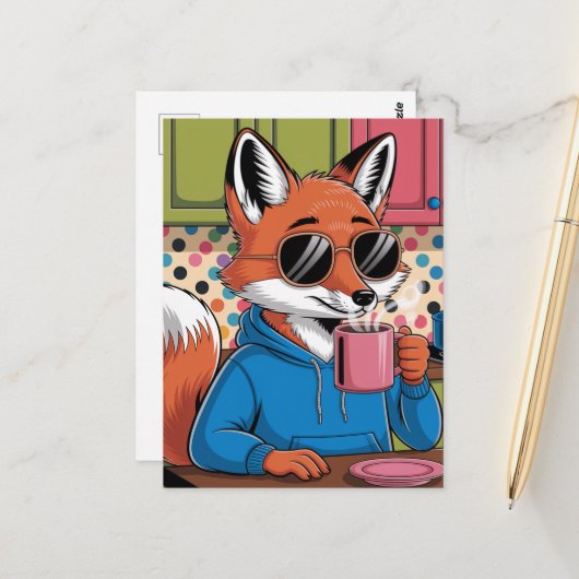 Red Fox in der Küche Postkarte (Vorderseite/Rückseite Beispiel)