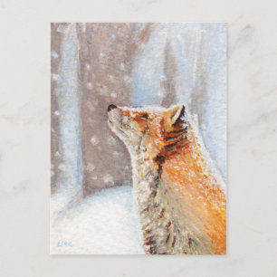 Red Fox in der Schneebildkarte Postkarte