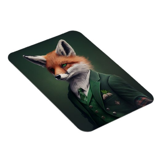 Red Fox in einem Green St. Patrick's Day Anzug Mag Magnet (Rechte Seite)