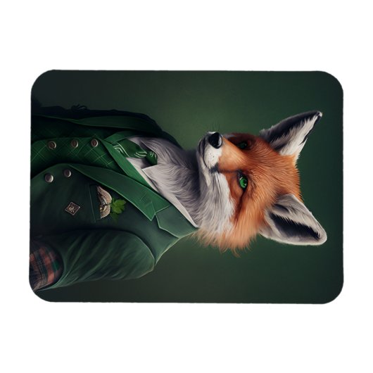 Red Fox in einem Green St. Patrick's Day Anzug Mag Magnet (Horizontal)