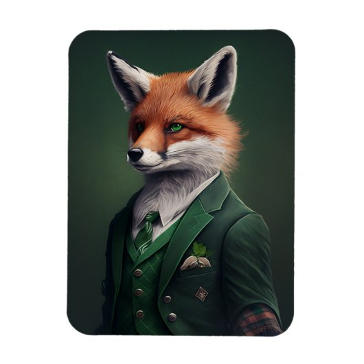 Red Fox in einem Green St. Patrick's Day Anzug Mag Magnet (Vertikal)