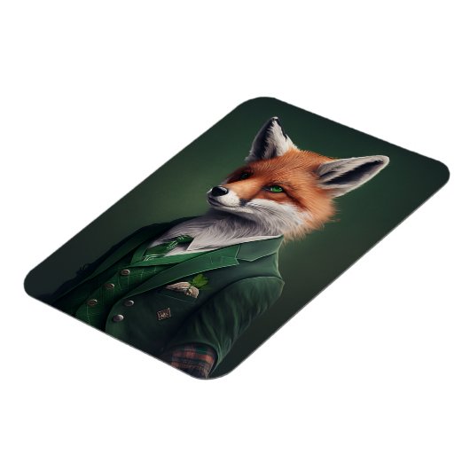 Red Fox in einem Green St. Patrick's Day Anzug Mag Magnet (Linke Seite)