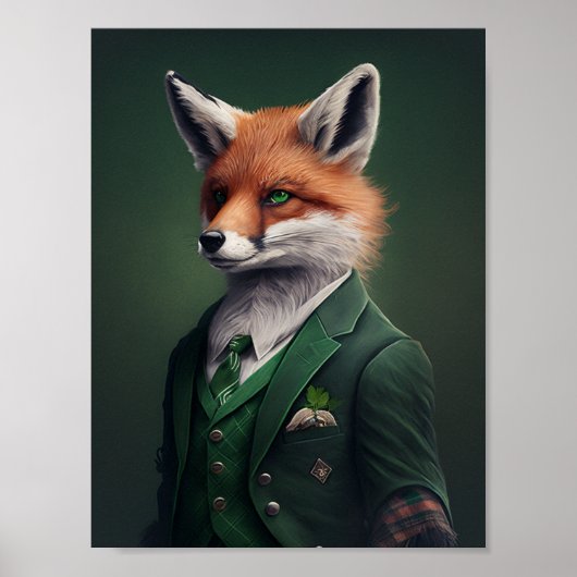 Red Fox in einem Green St. Patrick's Day Anzug Pos Poster (Vorne)