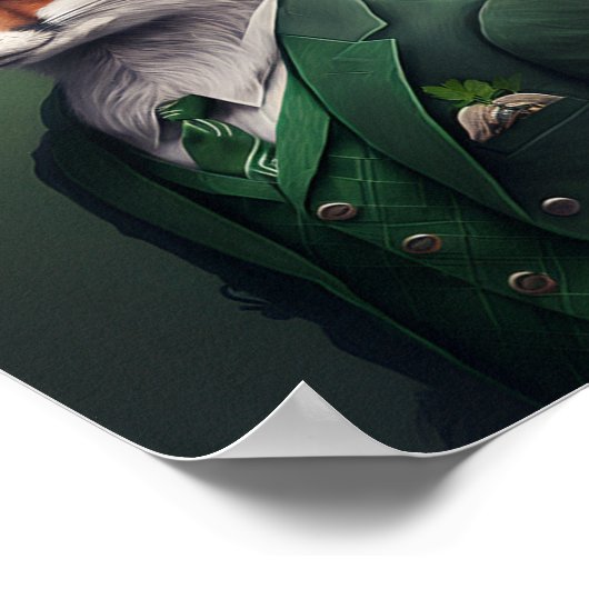 Red Fox in einem Green St. Patrick's Day Anzug Pos Poster (Ecke)
