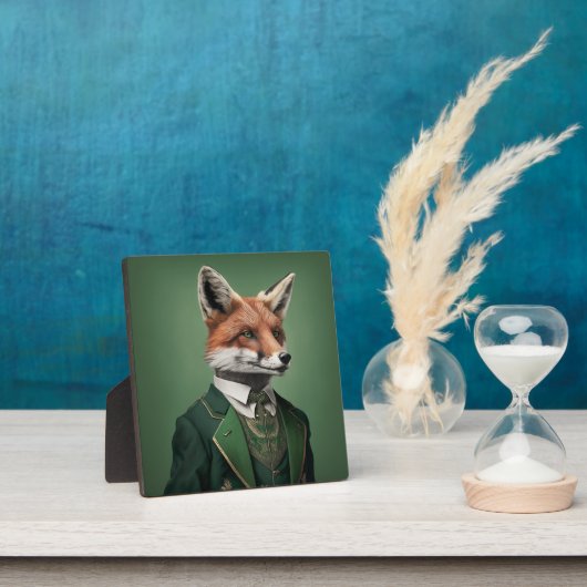 Red Fox in einem grünen St. Patrick's Day Anzug Fotoplatte (InSitu)