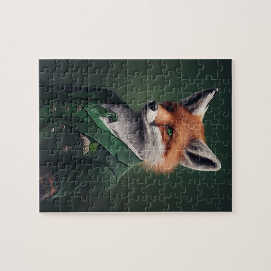 Red Fox in einem grünen St. Patrick's Day Anzug Ji Puzzle (Horizontal)