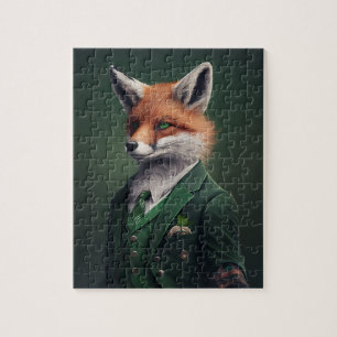 Red Fox in einem grünen St. Patrick's Day Anzug Ji Puzzle