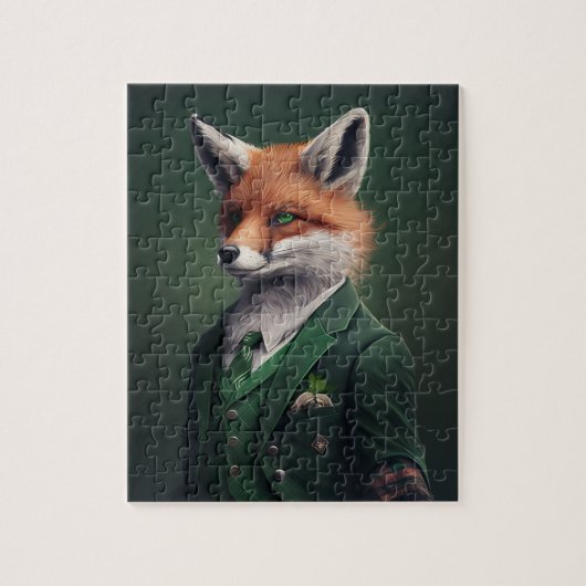 Red Fox in einem grünen St. Patrick's Day Anzug Ji Puzzle (Vertikal)