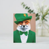 Red Fox in einem grünen St. Patrick's Day Anzug Po Postkarte (Stehend Vorderseite)