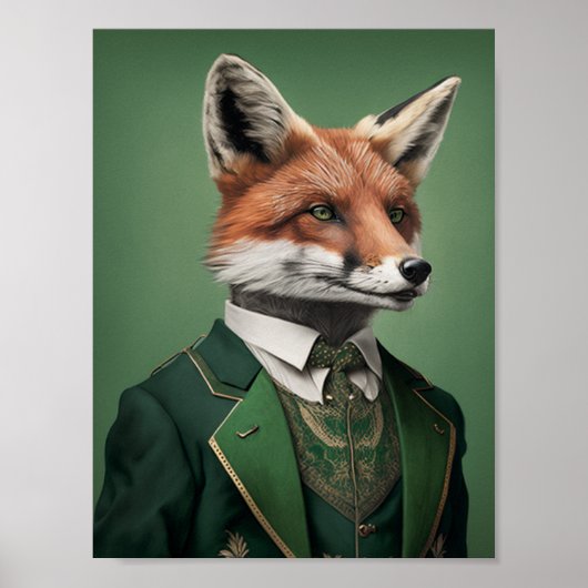 Red Fox in einem grünen St. Patrick's Day Anzug Poster (Vorne)