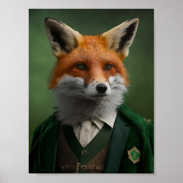 Red Fox in einem grünen St. Patrick's Day Anzug Poster