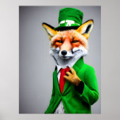 Red Fox in einem grünen St. Patrick's Day Anzug Poster (Vorne)