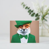 Red Fox in einem grünen St. Patrick's Day Anzug Postkarte (Stehend Vorderseite)