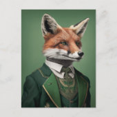 Red Fox in einem grünen St. Patrick's Day Anzug Postkarte (Vorderseite)