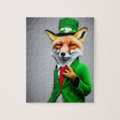 Red Fox in einem grünen St. Patrick's Day Anzug Puzzle (Vertikal)