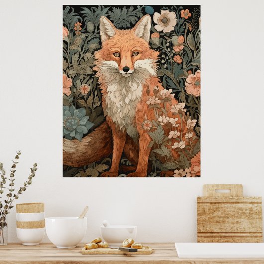 Red Fox in einem Viktorianischen Englischen Garten Poster (Küche)