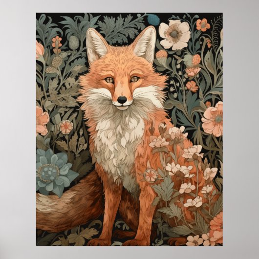 Red Fox in einem Viktorianischen Englischen Garten Poster (Vorne)