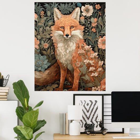 Red Fox in einem Viktorianischen Englischen Garten Poster (Heimbüro)