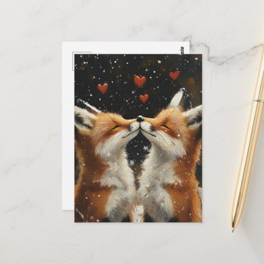 Red Fox in Liebe Postkarte (Vorderseite/Rückseite Beispiel)