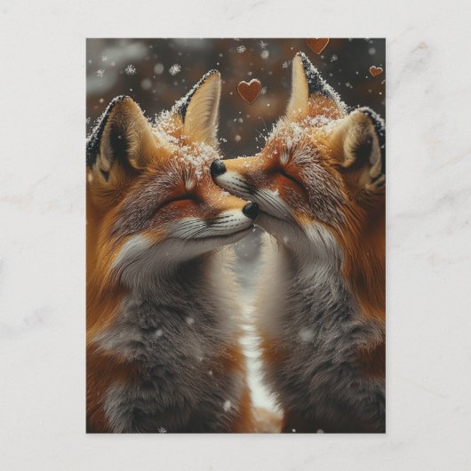 Red Fox in Love Postkarte (Vorderseite)