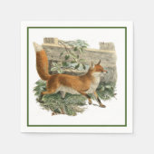 Red Fox in Rustic Country Hütte Illustration Serviette (Vorderseite)