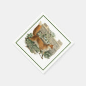Red Fox in Rustic Country Hütte Illustration Serviette (Ecke)