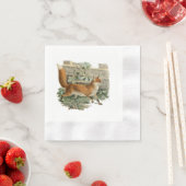 Red Fox in Rustic Country Hütte Illustration Serviette (Beispiel)