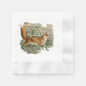 Red Fox in Rustic Country Hütte Illustration Serviette (Vorderseite)