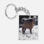 Red Fox in Snow Schlüsselanhänger (Vorderseite links)