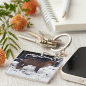 Red Fox in Snow Schlüsselanhänger (Vorderseite rechts)