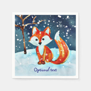 Red Fox in Snow Serviette