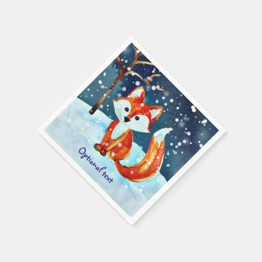 Red Fox in Snow Serviette (Ecke)