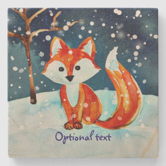 Red Fox in Snow Steinuntersetzer (Vorderseite)