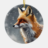 Red Fox in Snow Winter Fox Weihnachten Keramik Ornament (Vorne)