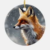 Red Fox in Snow Winter Fox Weihnachten Keramik Ornament (Hinten)