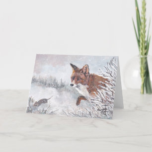 Red Fox in the Snow Wildlife Art Grußkarte Karte