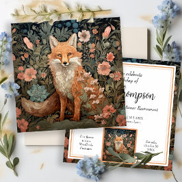 Red Fox in William Morris Style Blumengarten Einladung
